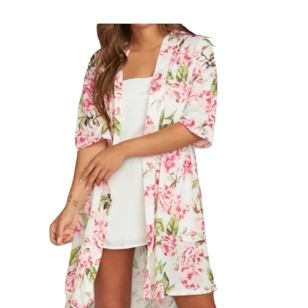 Show Me Your Mumu Brie Floral Robe Print Belted Short Sleeve Cardigan One Size